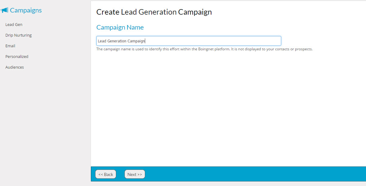 Create Lead Generation Campaign - Name