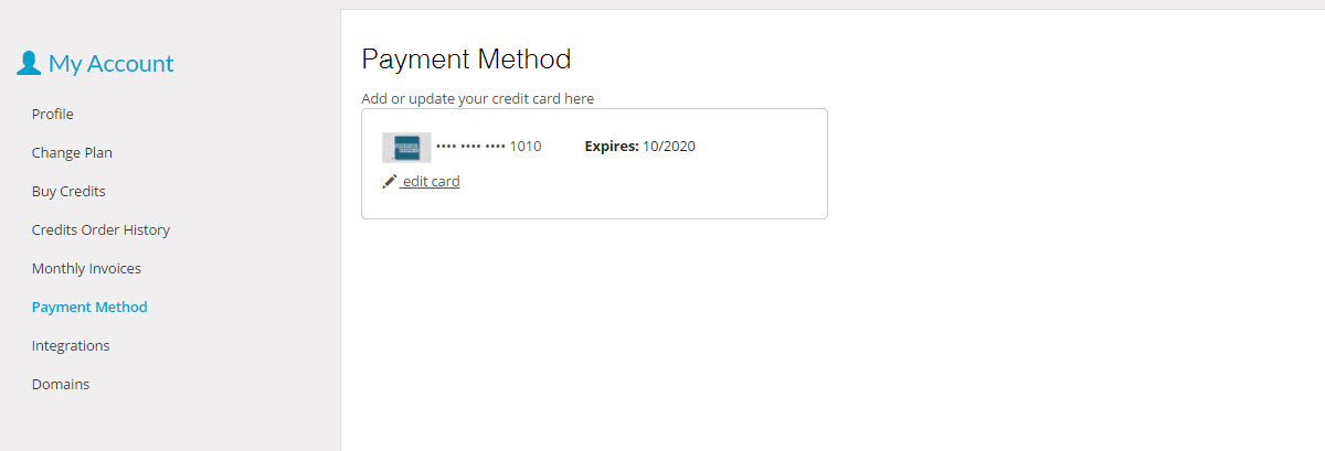 My Account - Payment Method