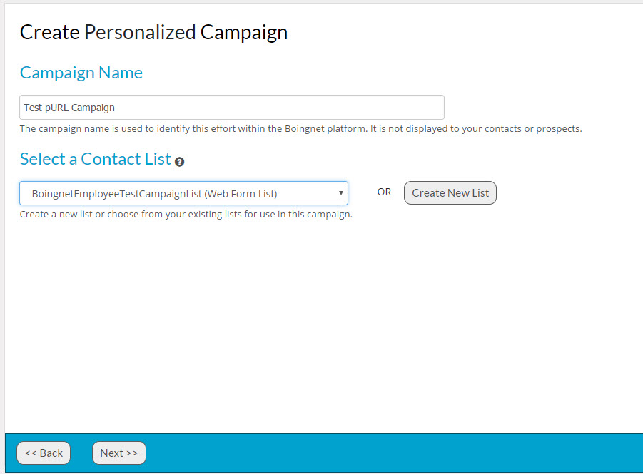 Personalized Campaign Wizard Step 1