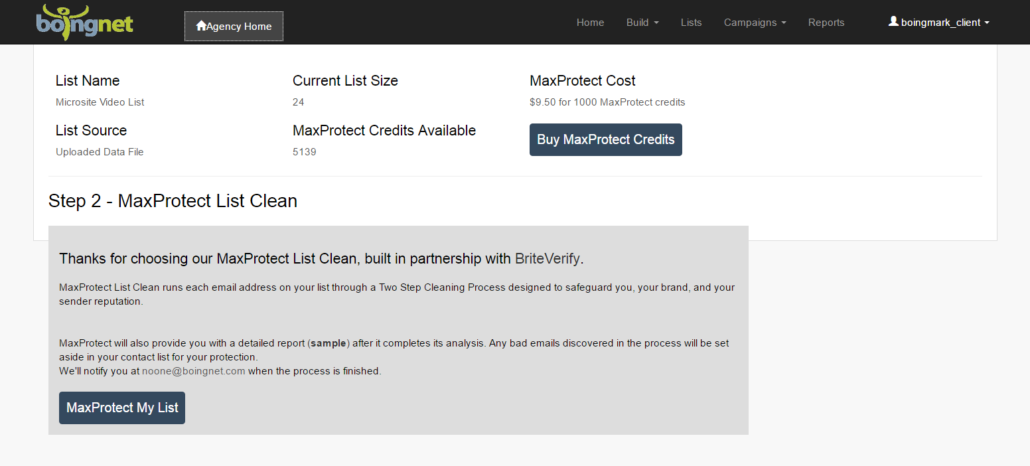 Email List Cleaning - Boingnet Step 2