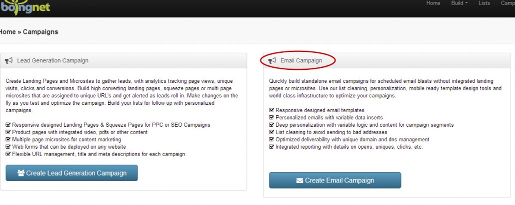 Email Campaigns - a new Boingnet Campaign Type
