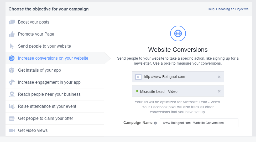 Facebook Remarketing Objective