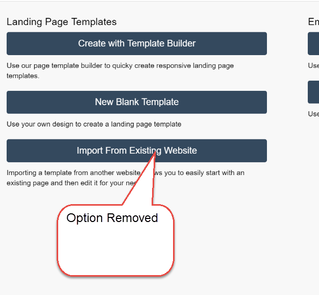 Import From Website Removed - Template Editor June 2016 Update