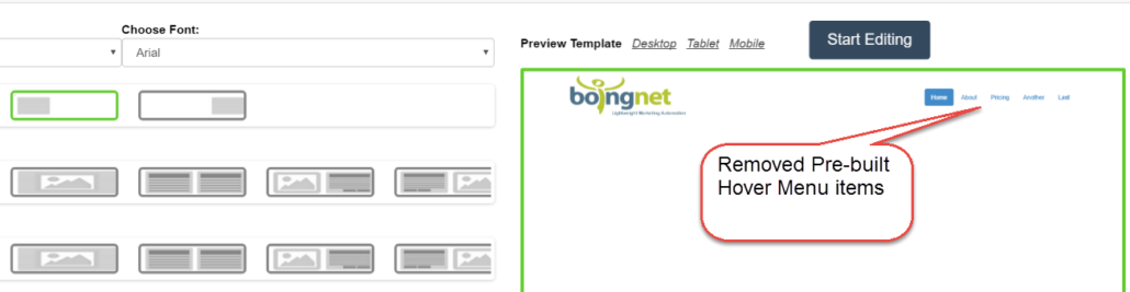 Prebuilt Hover Menu Items Removed - - Template Editor June 2016 Update