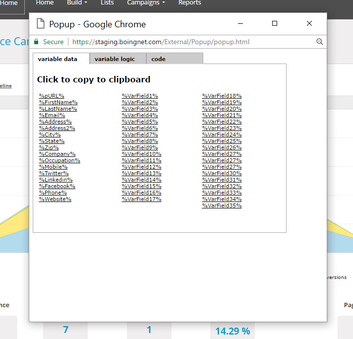 Variable Data Builder