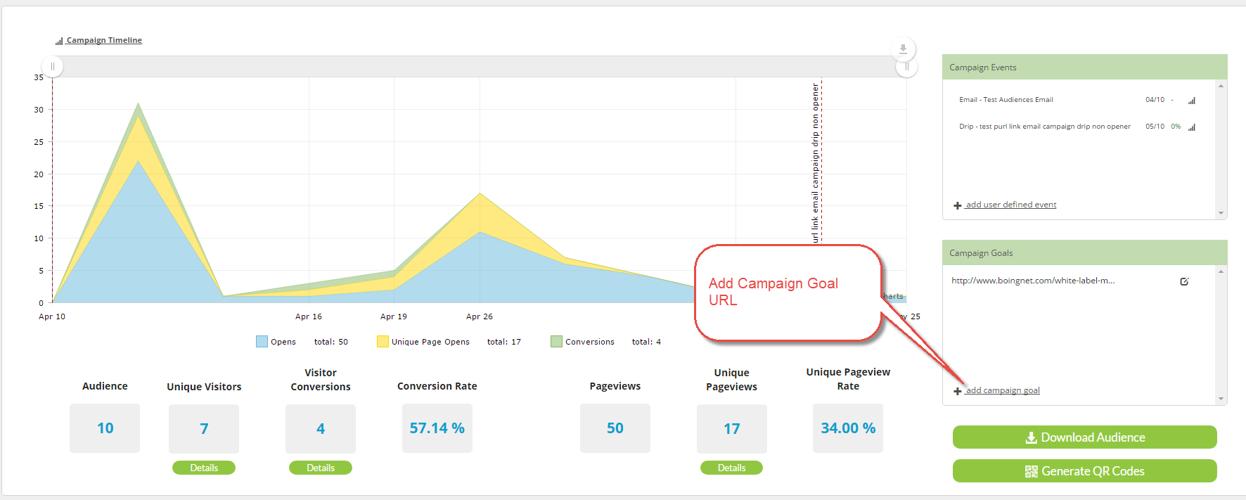 Modify Audiences Campaign - Add Goal URL